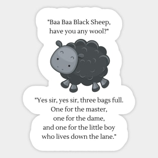 Baa Baa Black Sheep nursery rhyme Sticker